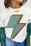 Lightning Round Neck Short Sleeve T-Shirt