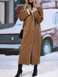 Plus Size Drop Shoulder Sherpa Longline Coat - felvior