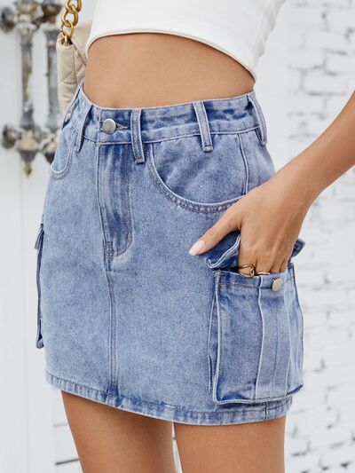Cargo Denim Skirt