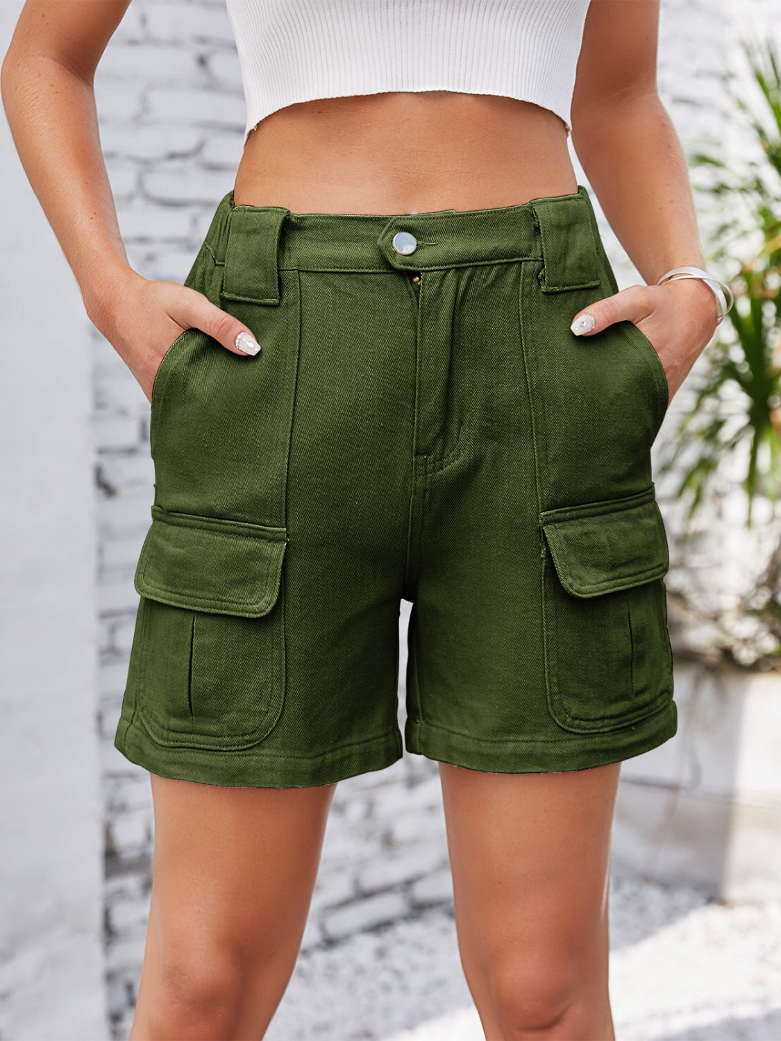 High Waist Washed Denim Shorts - felvior