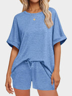 Round Neck T-Shirt and Drawstring Shorts Set