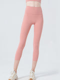 Wide Waistband Cropped Sports Leggings - felvior