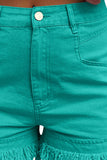 Raw Hem High Waist Denim Shorts - felvior