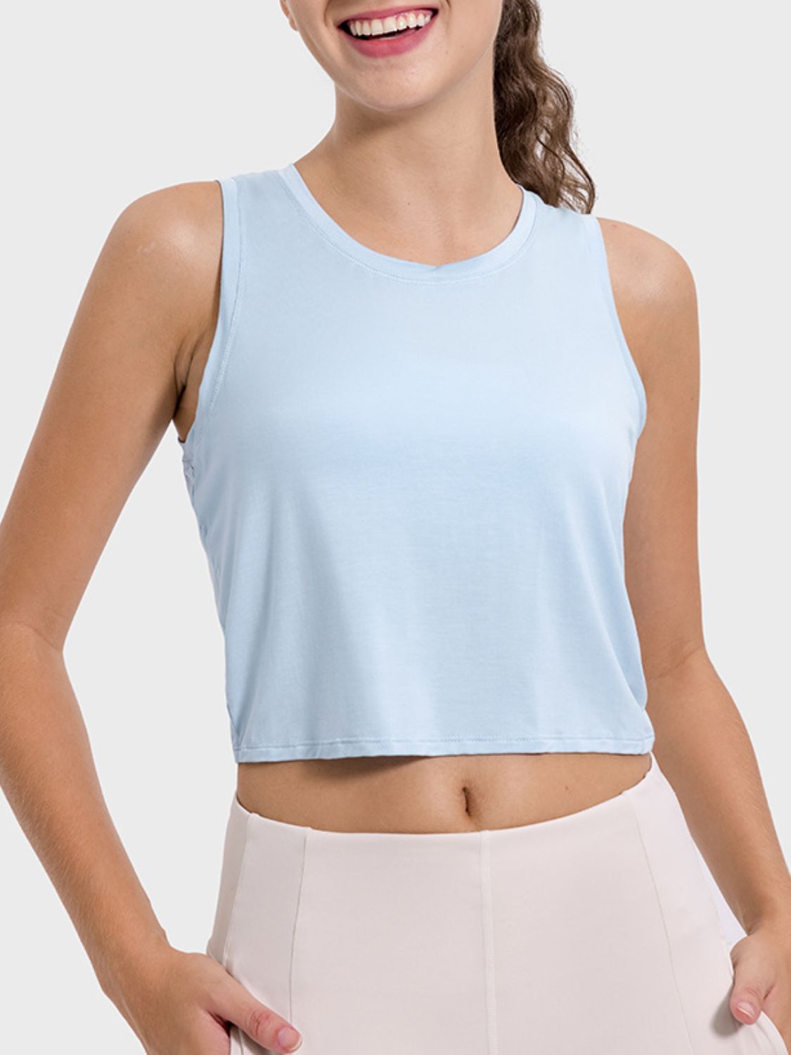 Millennia Drawstring Cutout Round Neck Active Tank - felvior