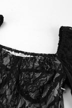 Lace Sweetheart Neck Flare Sleeve Mini Dress