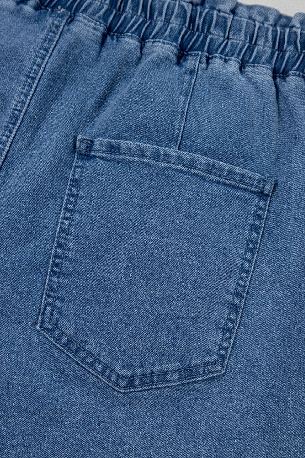 Drawstring High Waist Denim Shorts with Pockets - felvior