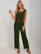 Square Neck Tank and Wide Leg Pants Set