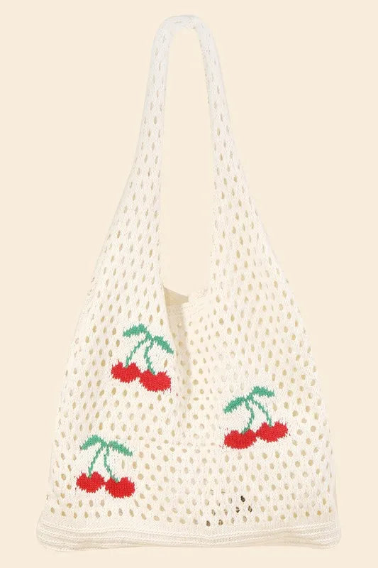 Fame Cherry Print Net Shoulder Bag - felvior