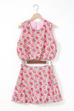 Floral Print Cropped Tank and Mini Skirt Set