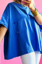 Patched Pocket Exposed Seam Oversize T-shirt