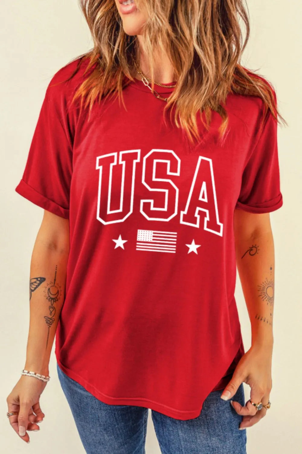 USA American Flag Crewneck T Shirt