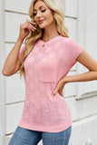 Checkered Round Neck Short Sleeve Knit Top - felvior