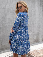 Ivy Lane Printed Long Sleeve Tiered Dress