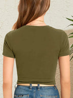 Round Neck Short Sleeve Crop T-Shirt
