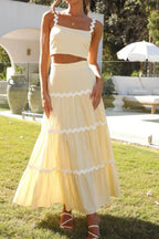 Contrast Trim Cami and Maxi Skirt Set