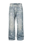 Washed Rhinestone Star Print Jeans
