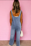 Wide Strap Denim Overalls with Pockets - felvior