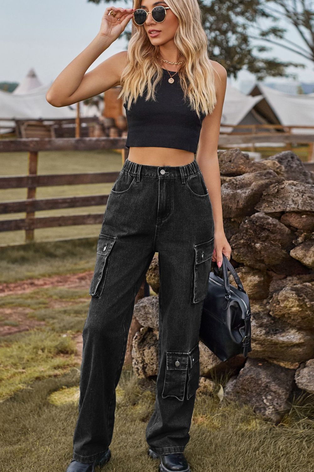 Loose Fit Long Jeans with Pockets - felvior