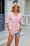 Texture Square Neck Half Sleeve Blouse - felvior