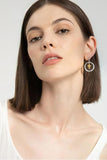 Brass Contrast Cross Dangle Earrings - felvior