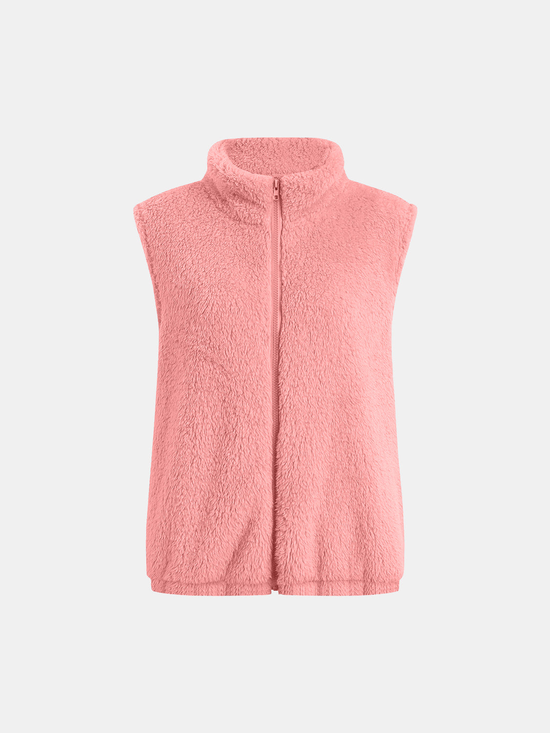 Full Size Fuzzy Zip Up Vest Coat with Pockets - felvior