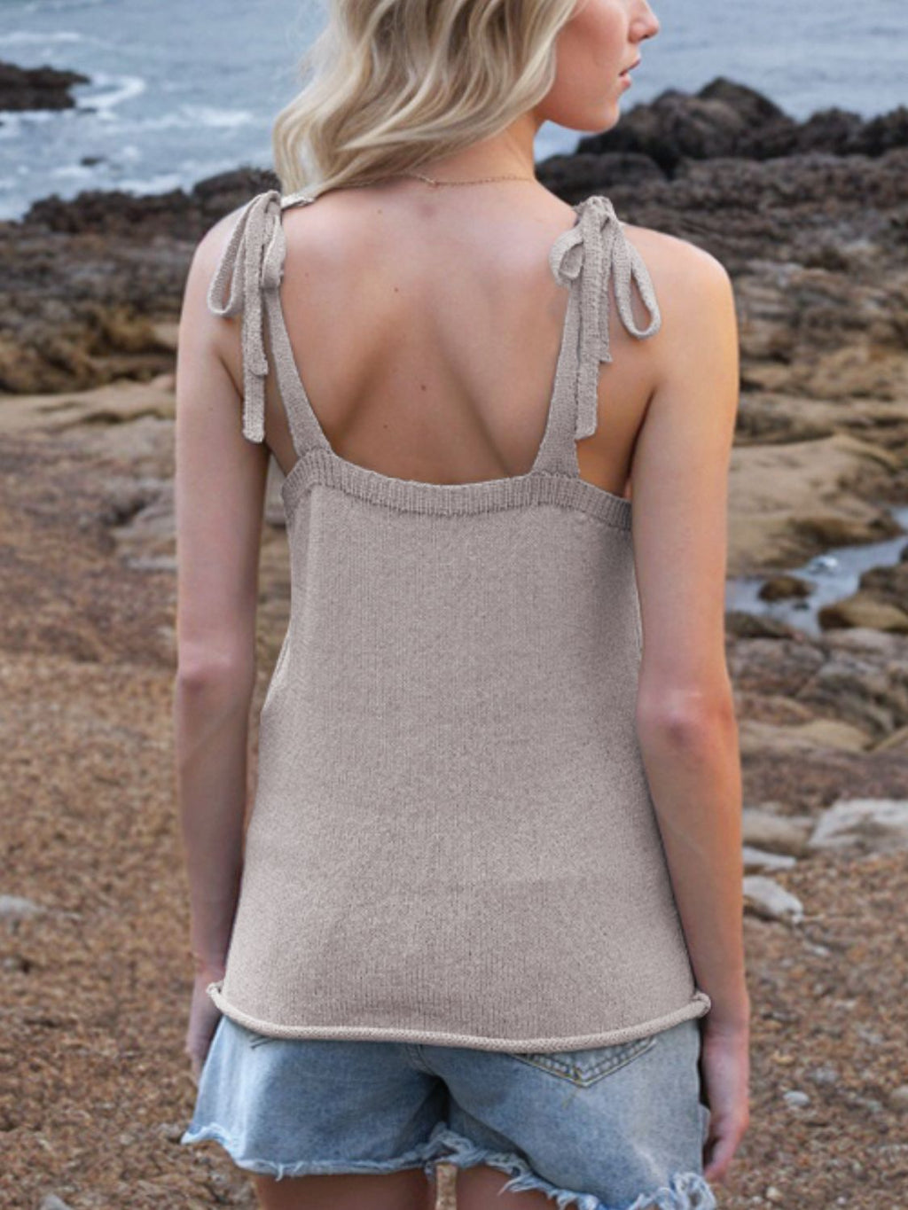 Tie Shoulder V-Neck Sweater Vest