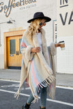 Color Block Fringe Detail Poncho - felvior