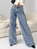 Wide Leg Jeans with Pockets - felvior