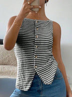 Button Down Striped Tank