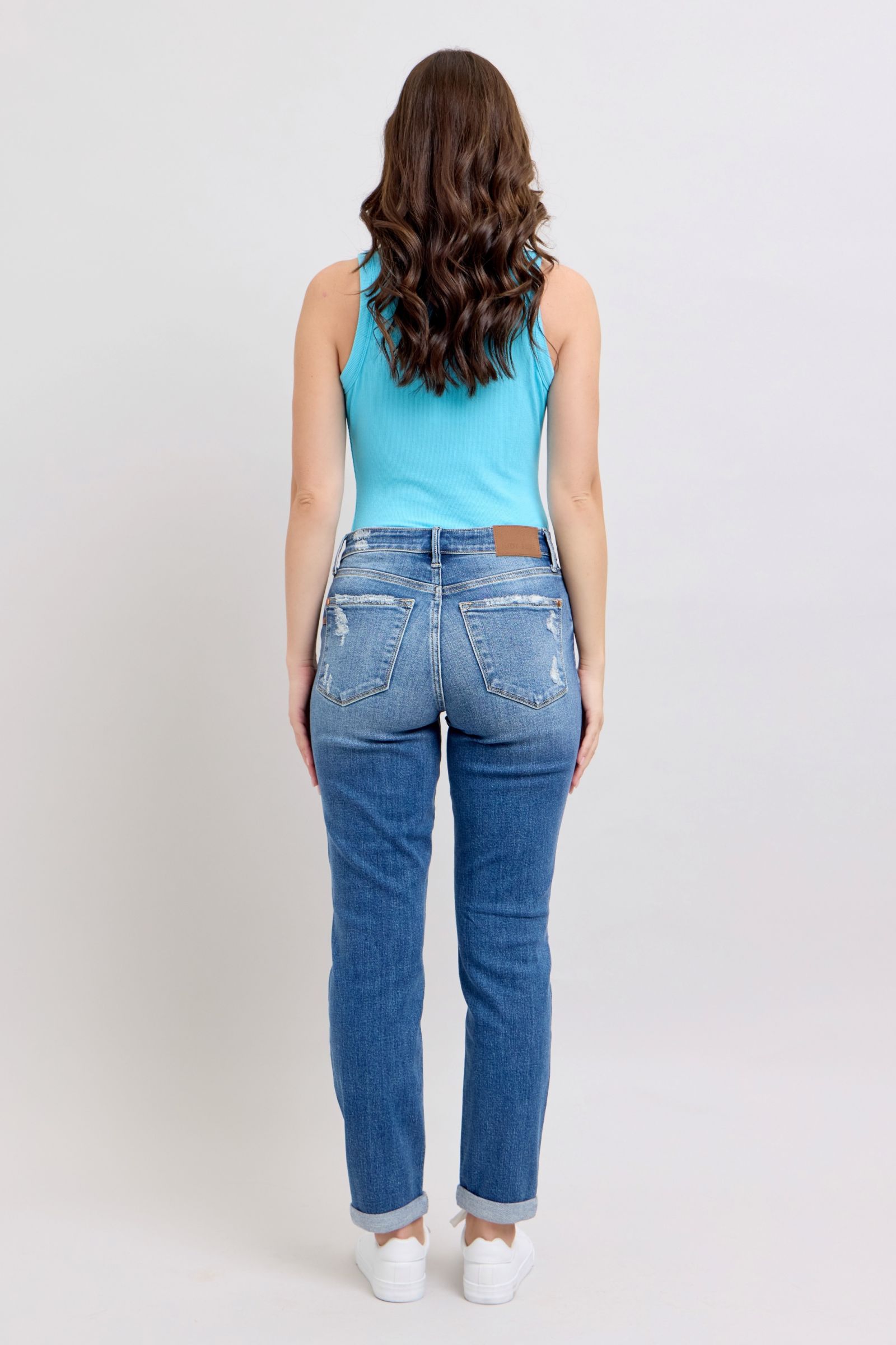 Judy Blue Full Size Button Fly Distressed Jeans with Pockets Plus Size - felvior