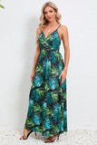 Printed Surplice Maxi Cami Dress - felvior