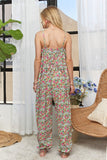 Adora Floral V-Neck Spaghetti Strap Overalls - felvior