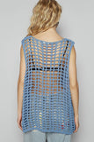 POL Flower Crochet Scoop Neck Sleeveless Knit Cover Up - felvior