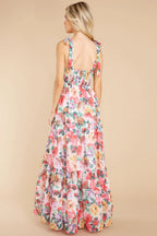 Floral Square Neck Wide Strap Maxi Dress