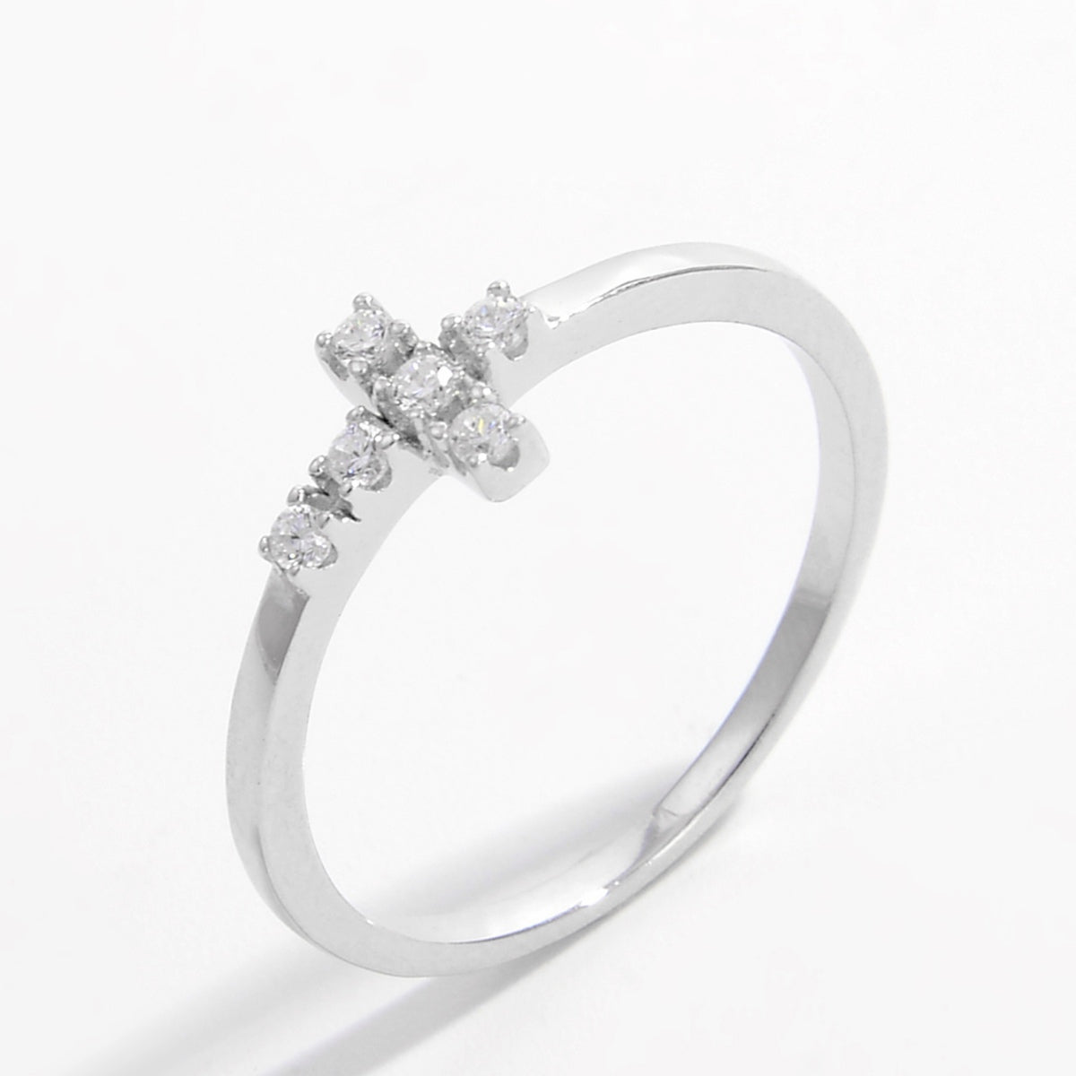 925 Sterling Silver Zircon Cross Ring - felvior