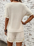 Tassel Round Neck Top and Shorts Set - felvior