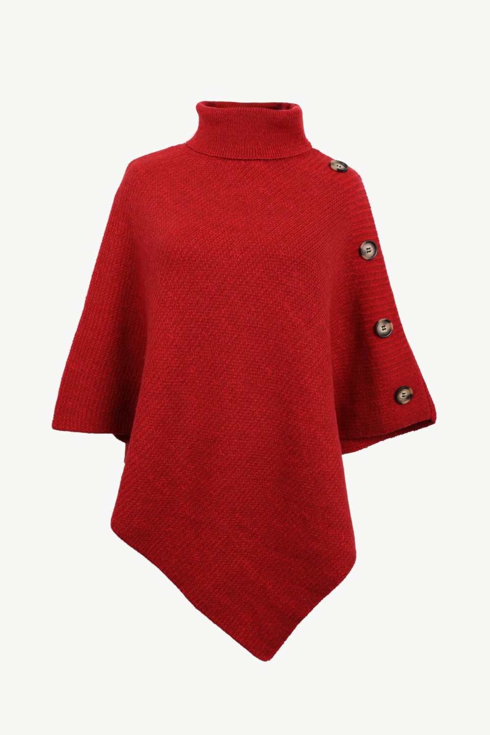 Turtleneck Buttoned Poncho - felvior