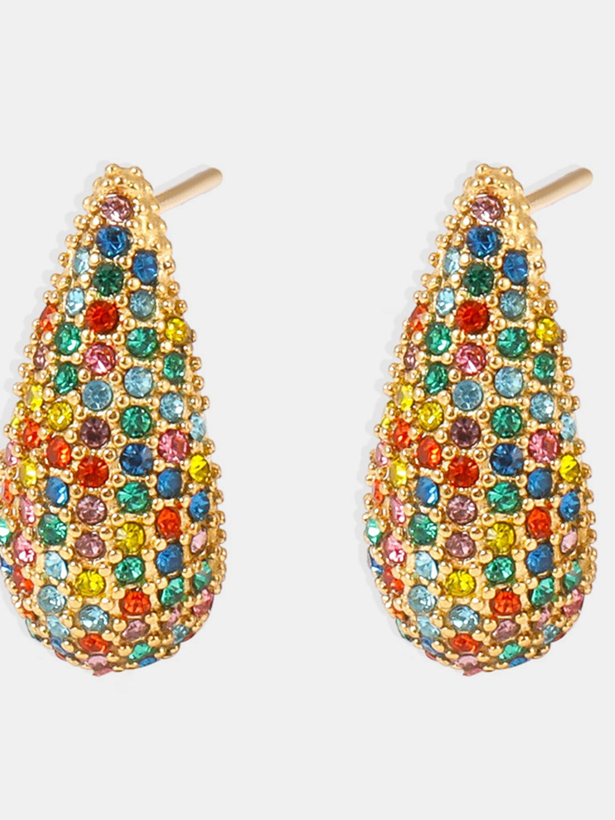Stainless Steel Inlaid Zircon Teardrop Earrings - felvior