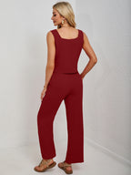 Square Neck Tank and Wide Leg Pants Set