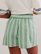 Striped Elastic Waist Shorts