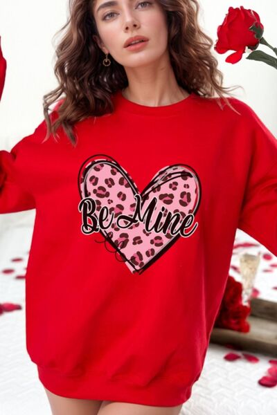 Valentine's Day BE MINE Heart Long Sleeve Sweatshirt - felvior