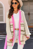 Contrast Tied Open Front Cardigan - felvior
