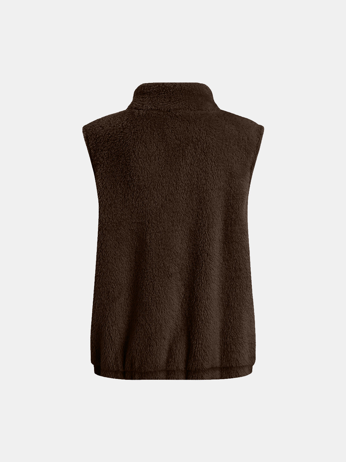 Full Size Fuzzy Zip Up Vest Coat with Pockets - felvior