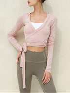 Tied Surplice Long Sleeve Top