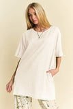 Davi & Dani Short Sleeve Side Slit T-Shirt with Pockets