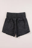 High Waist Raw Hem Denim Shorts - felvior