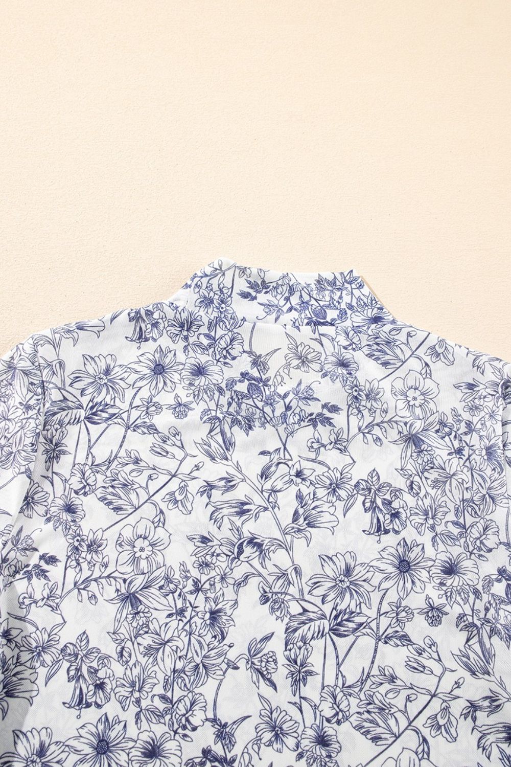 Printed Mock Neck Long Sleeve Blouse - felvior