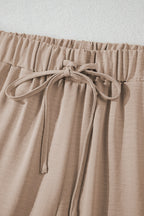 Button Down Vest and Drawstring Wide Leg Pants Set