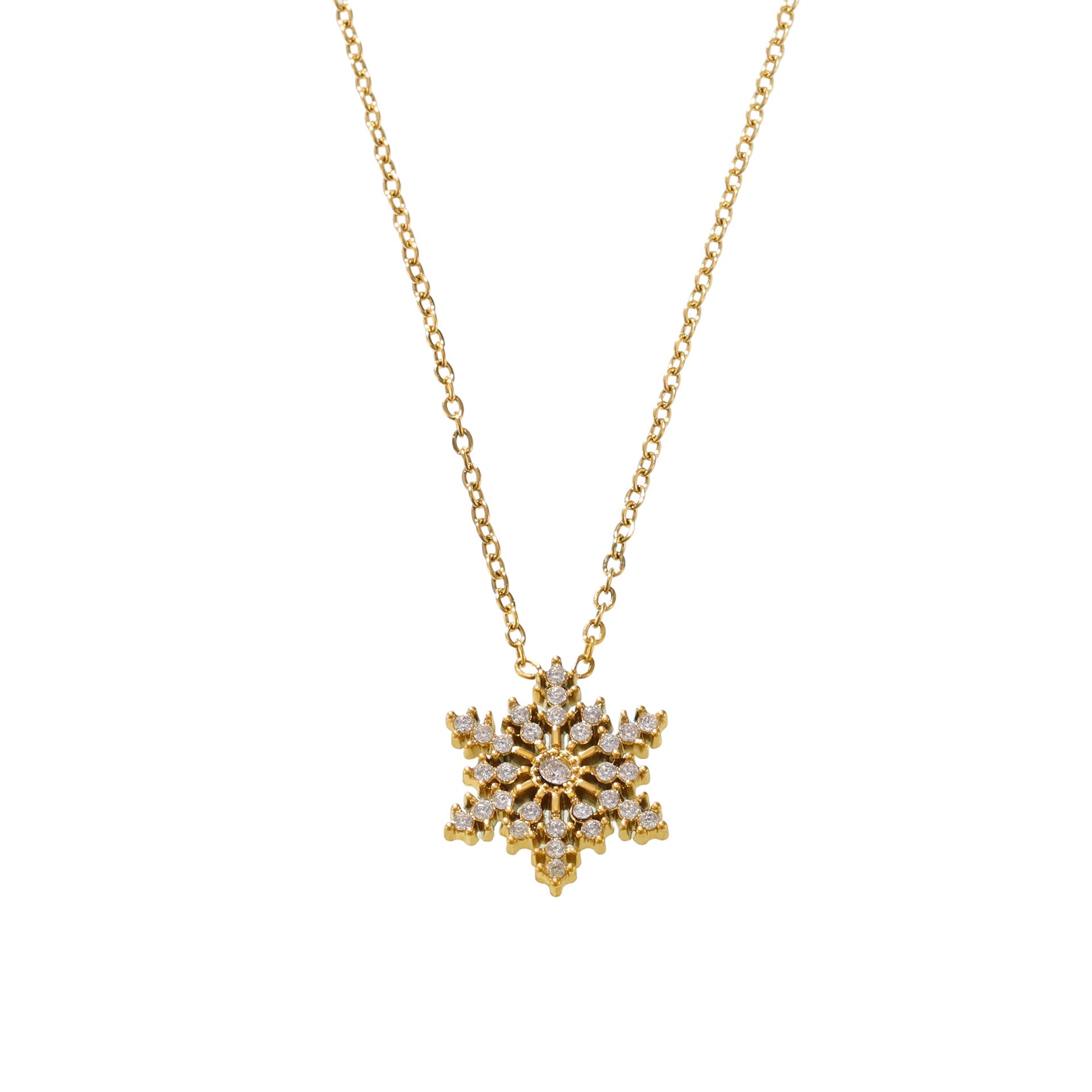 Stainless Steel Inland Zircon Snowflake Necklace - felvior