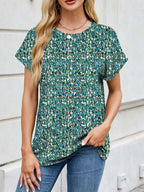 Printed Round Neck Short Sleeve Top